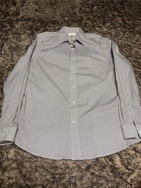 Scotch & Soda White Dress Shirt with Navy Micro Print